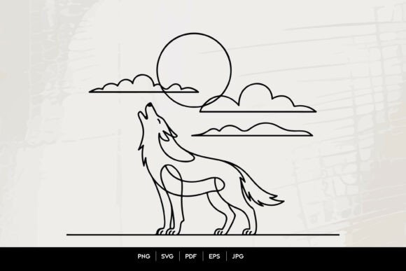 Download Howling Wolf Line Art SVG - Premium Resources