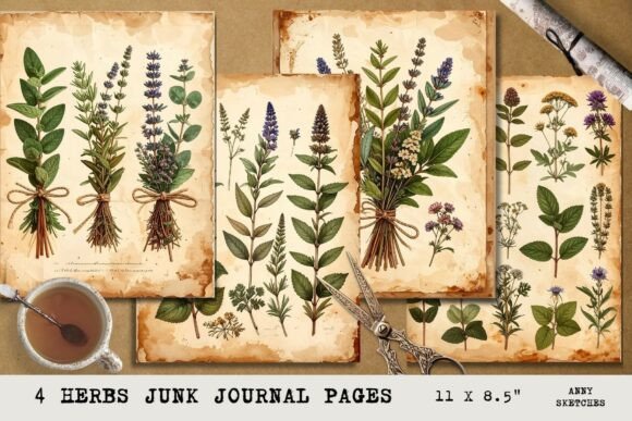 Download Vintage Herbs Junk Journal Pages - Herbs Collection