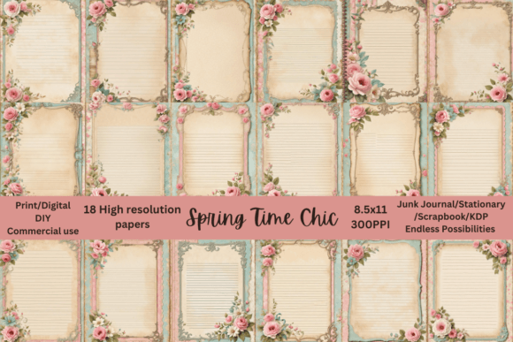 Download 18 Hi-Res 8.5x11 Shabby Spring Papers - Spring papers Collection