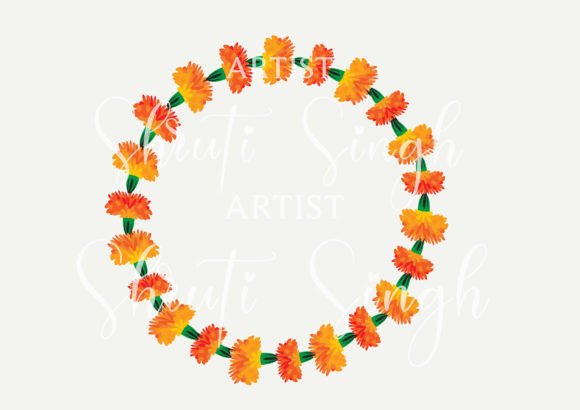Download Marigold Flower Garland Frame Element - Frame element Collection