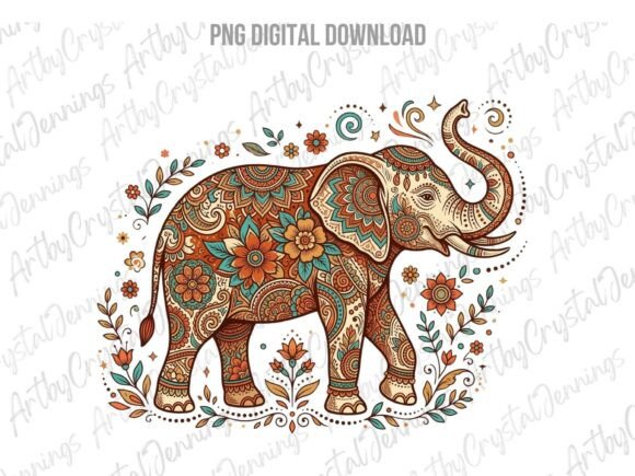 Download Boho Animal Elephant of Flowers PNG - Elephant Collection