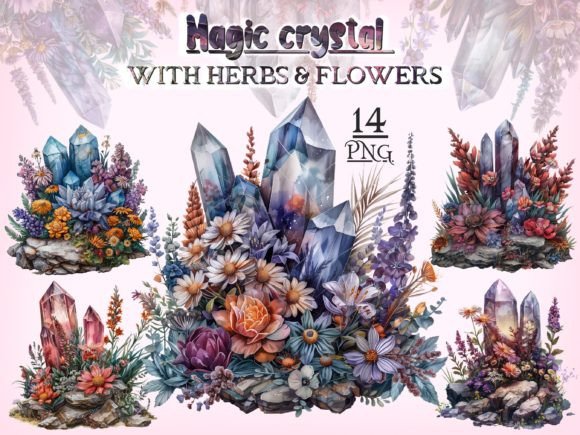 Download Crystals with Flowers &amp; Herbs PNG Bundle - Herbs Collection
