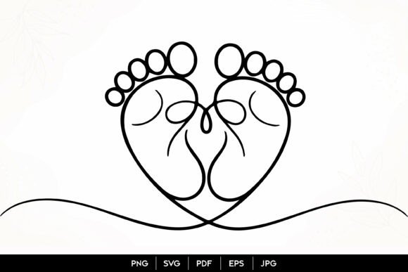Download Baby Feet Heart Outline SVG - Outline Collection