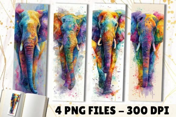 Download Watercolor Elephant Splash Art Bookmark - Elephant Collection