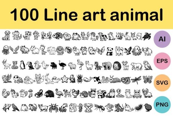 Download 100 Line Art Animal - Line art animal Collection